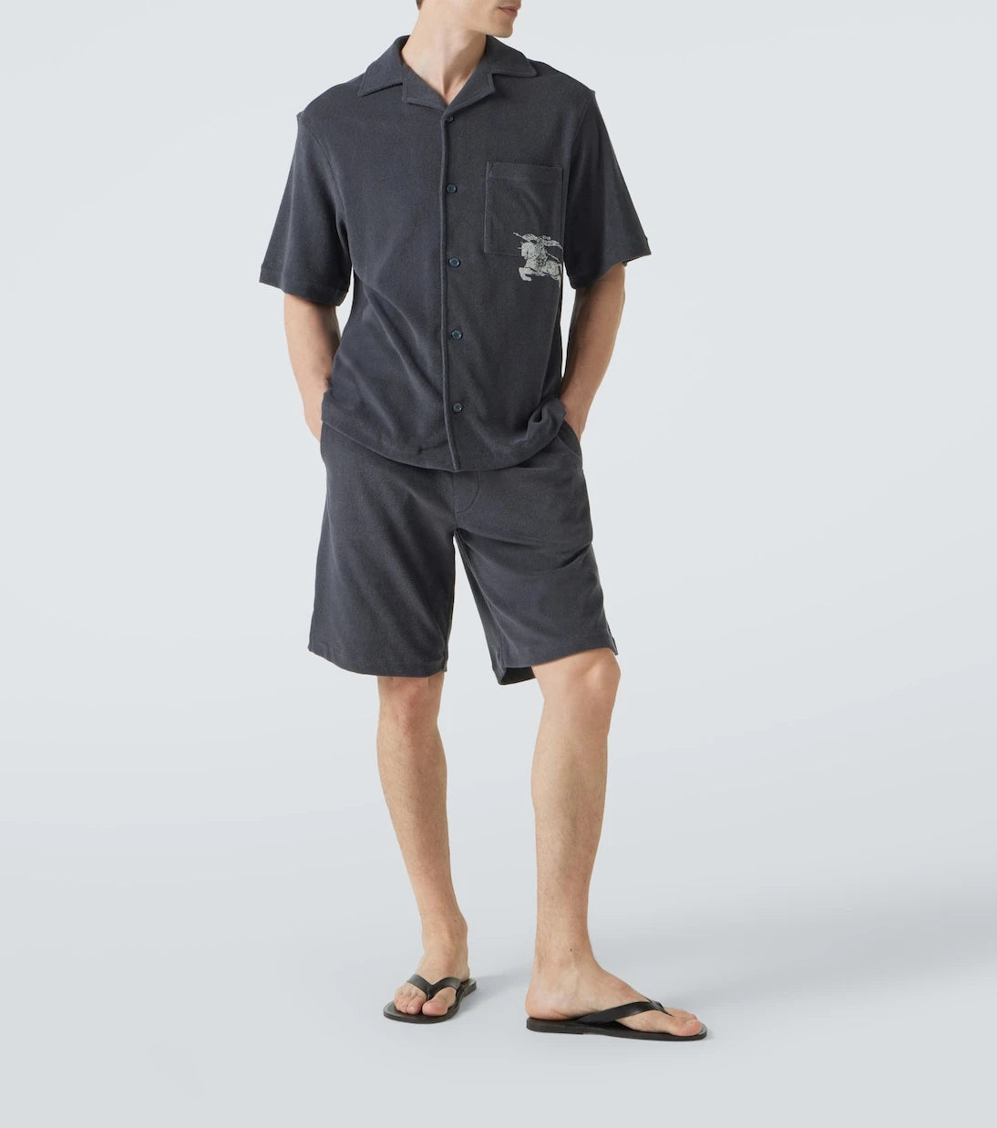 Burberry - EKD cotton terry bowling shirt