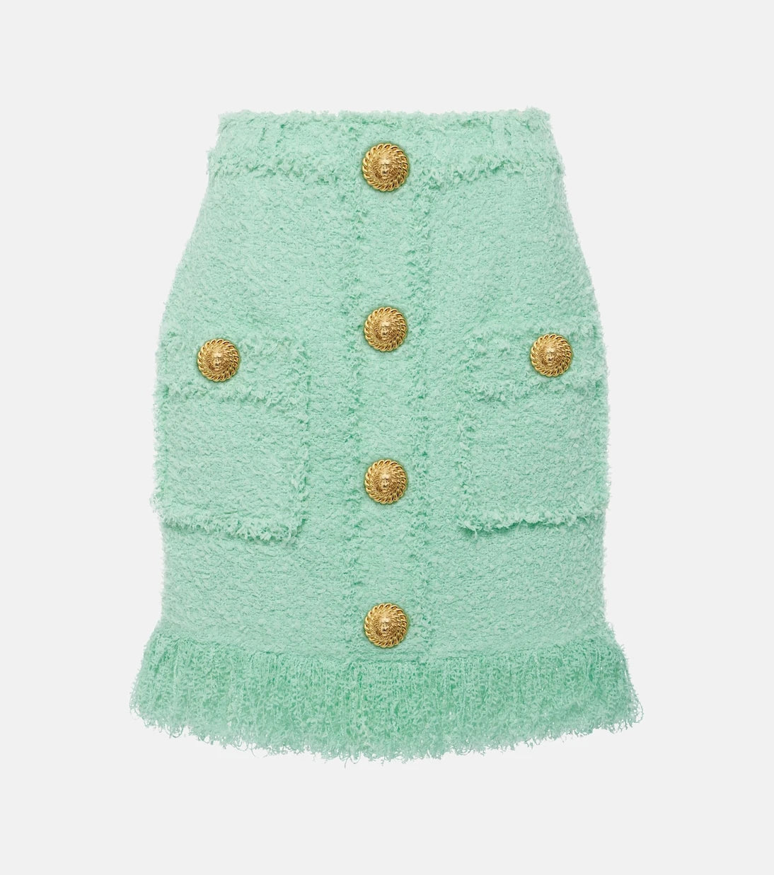 Balmain - Fringed tweed miniskirt