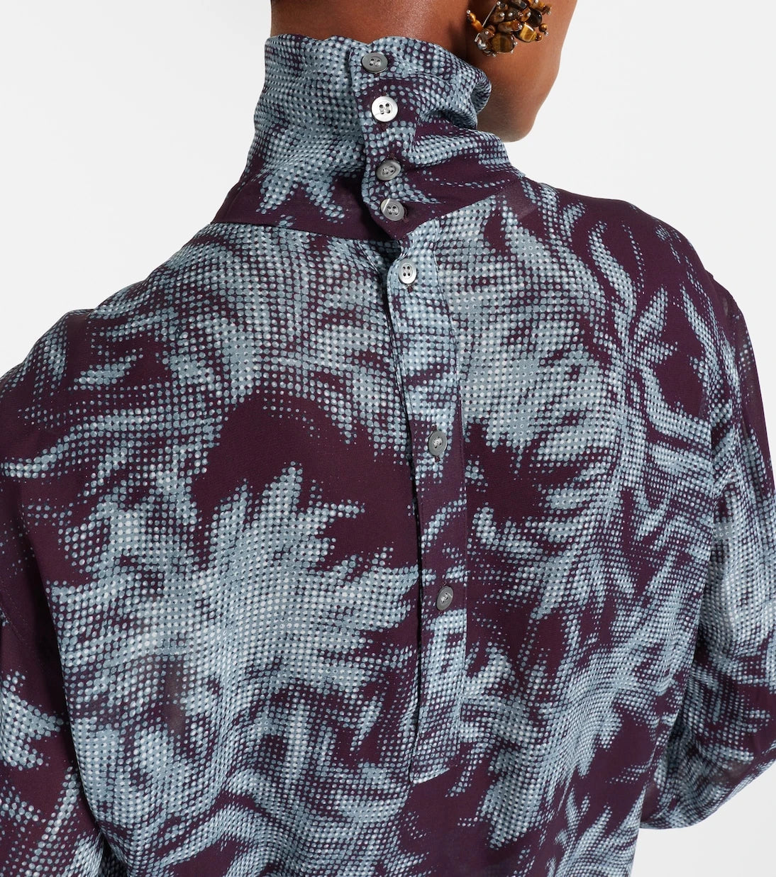 Dries Van Noten - Printed sheer chiffon turtleneck top