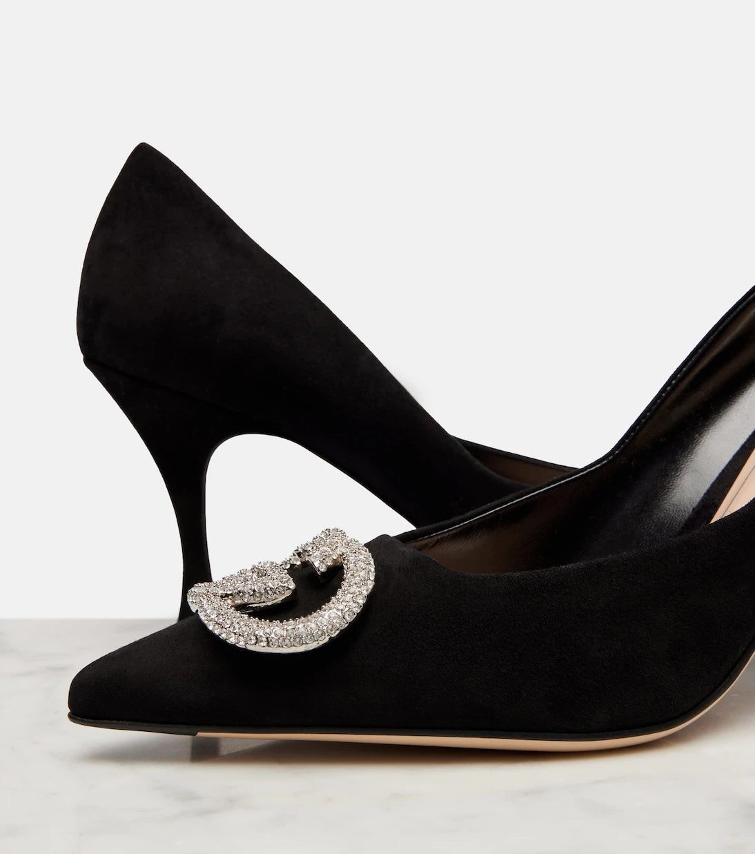 Gucci - Alicia 85 embellished suede pumps