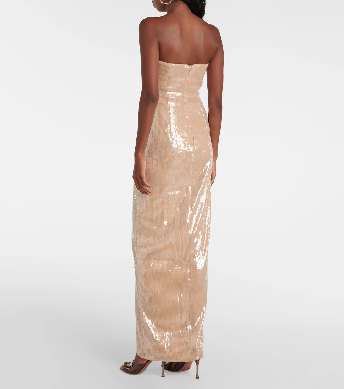 Self-Portrait - Floral-appliqué sequined gown