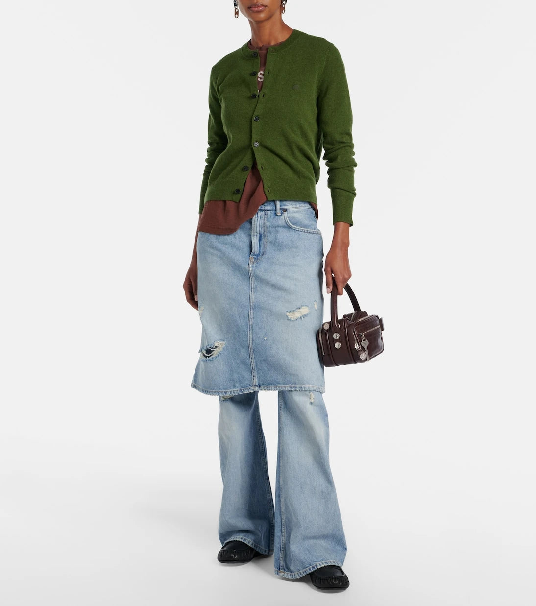 Acne Studios - Distressed layered wide-leg jeans