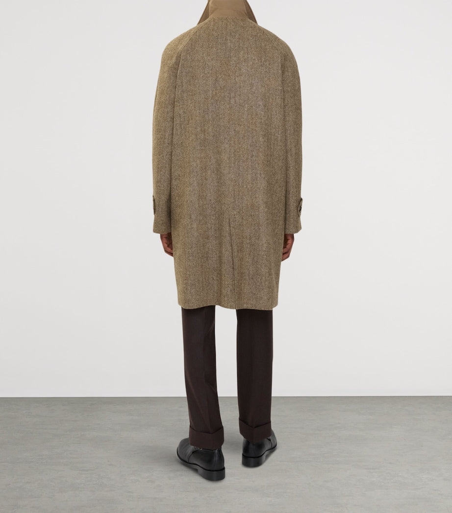 Brown Cotton-Wool Reversible Dual Long Car Coat