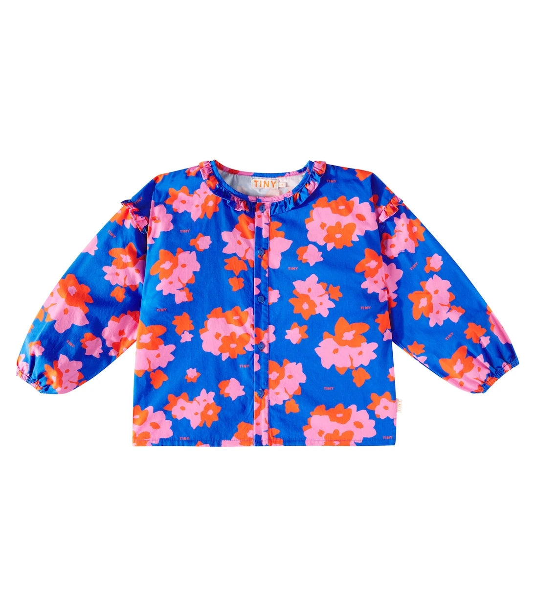 Tinycottons - Flowers ruffled cotton poplin blouse