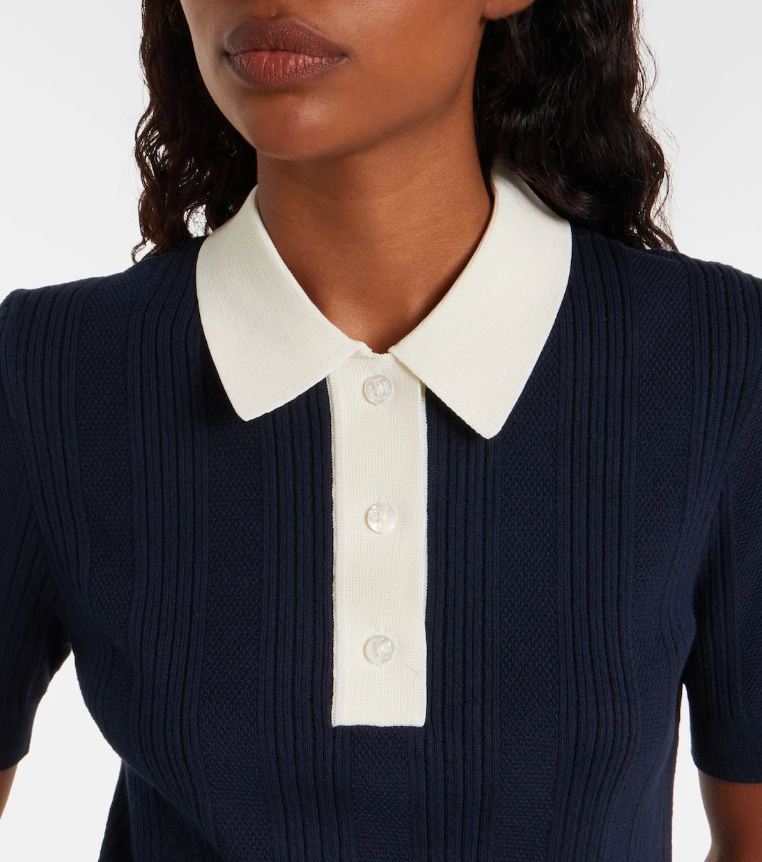 Tory Burch - Cotton pointelle polo shirt