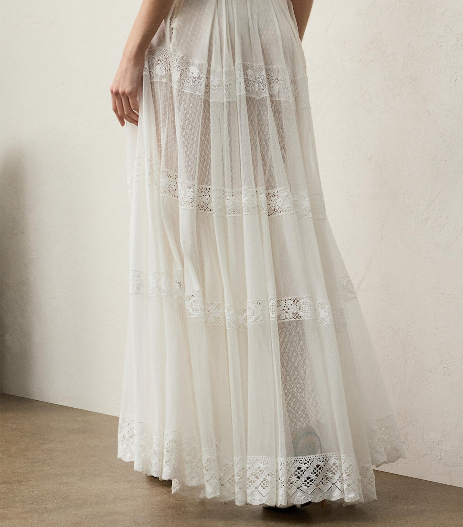 Ralph Lauren Collection White Cotton-Silk Malti Skirt