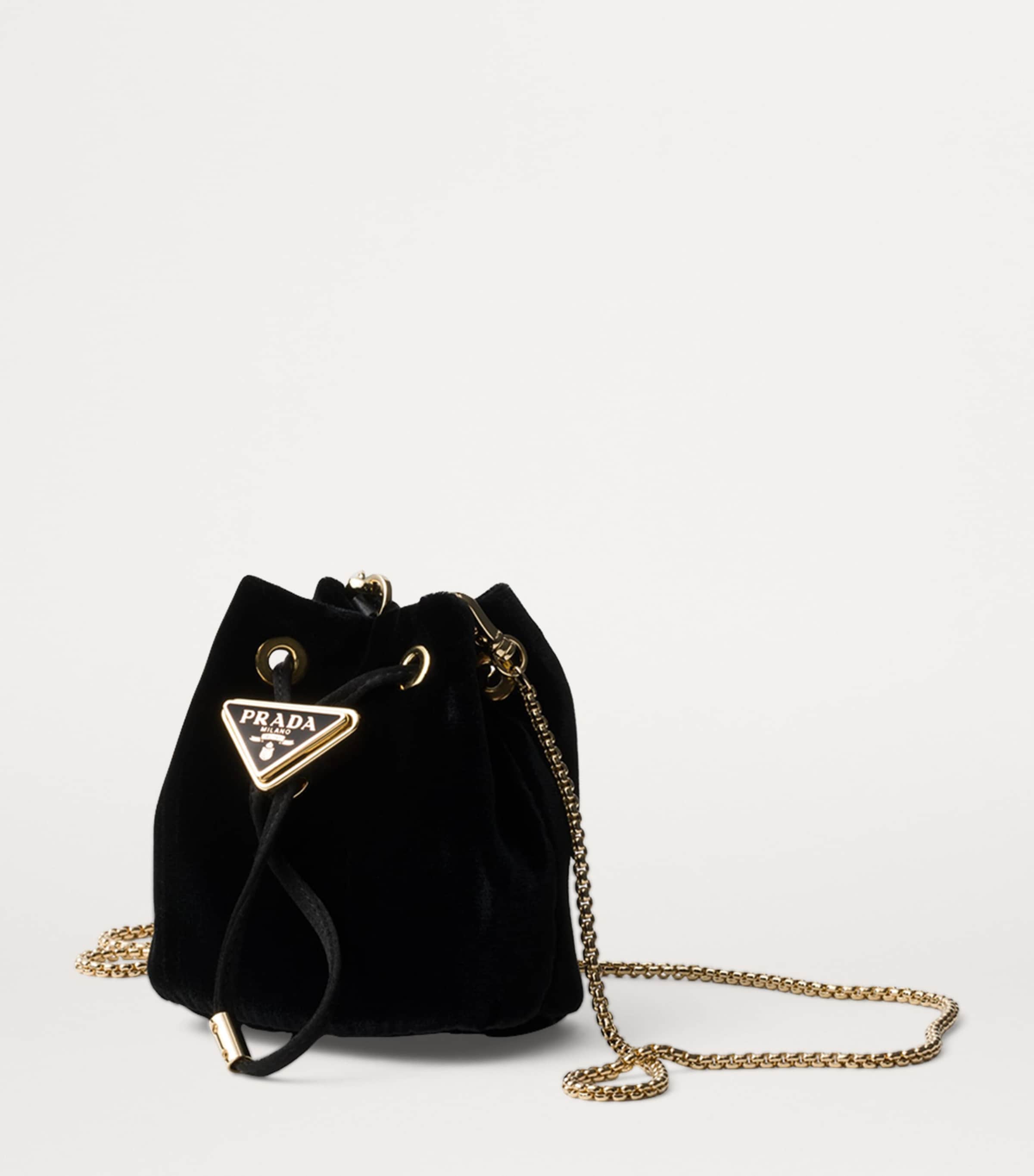 Prada Black Mini Velvet Triangle Pouch