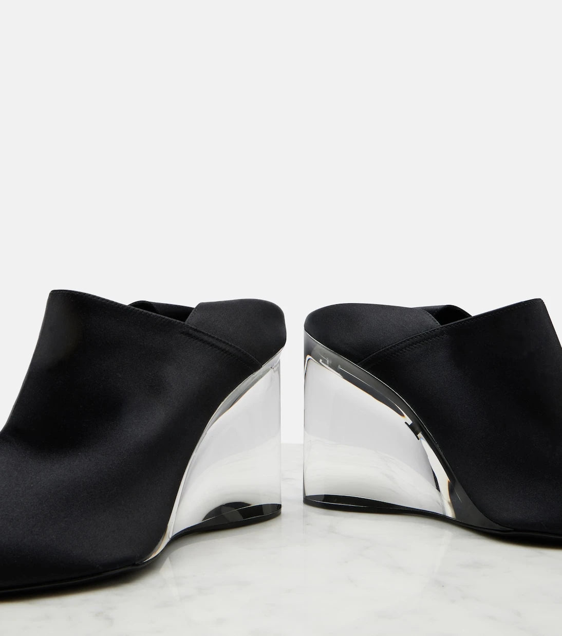 Alaïa - Invisible convertible satin wedge mules