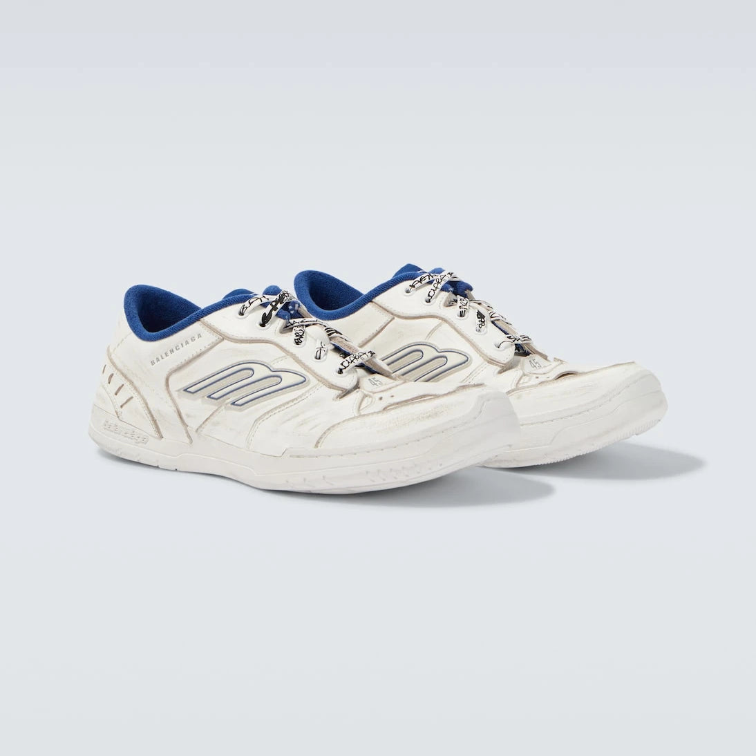 Balenciaga - Hamptons distressed leather sneakers
