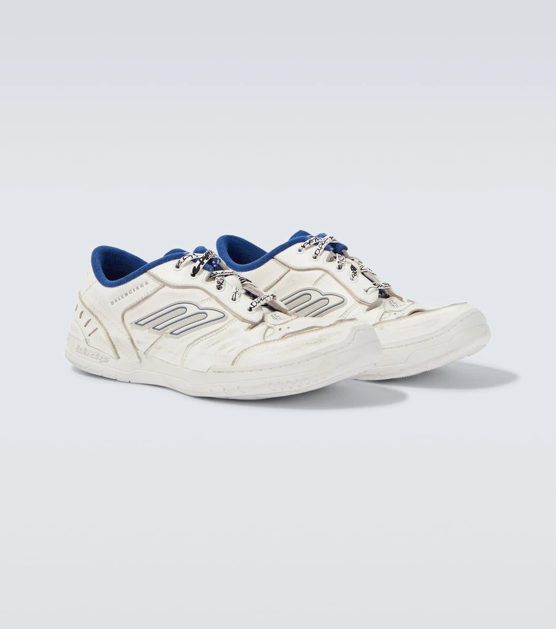 Balenciaga - Hamptons distressed leather sneakers