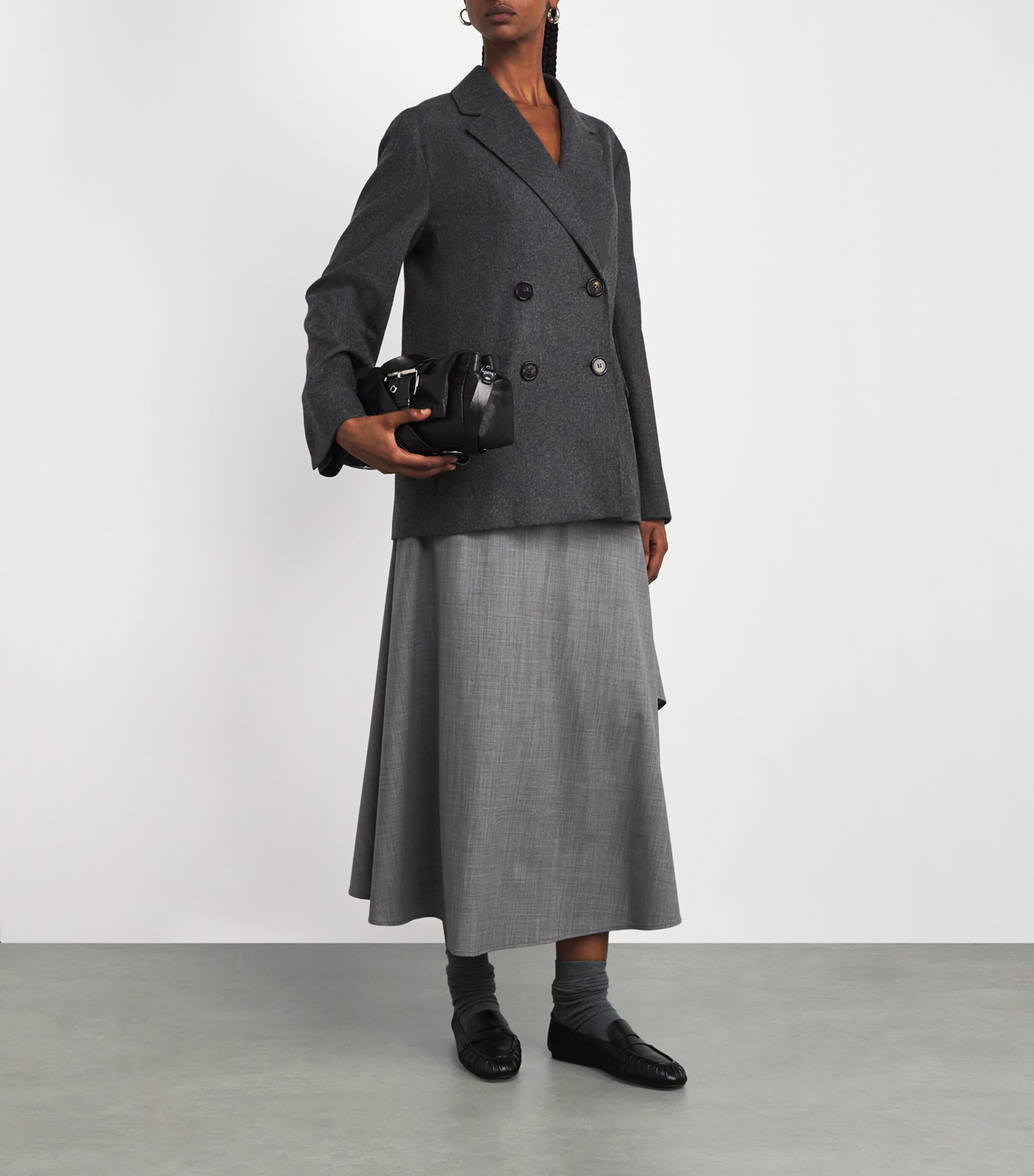 Max Mara Grey Virgin Wool Double-Breasted Jacket