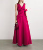 Talbot Runhof Pink Floral Tie-Waist Gown