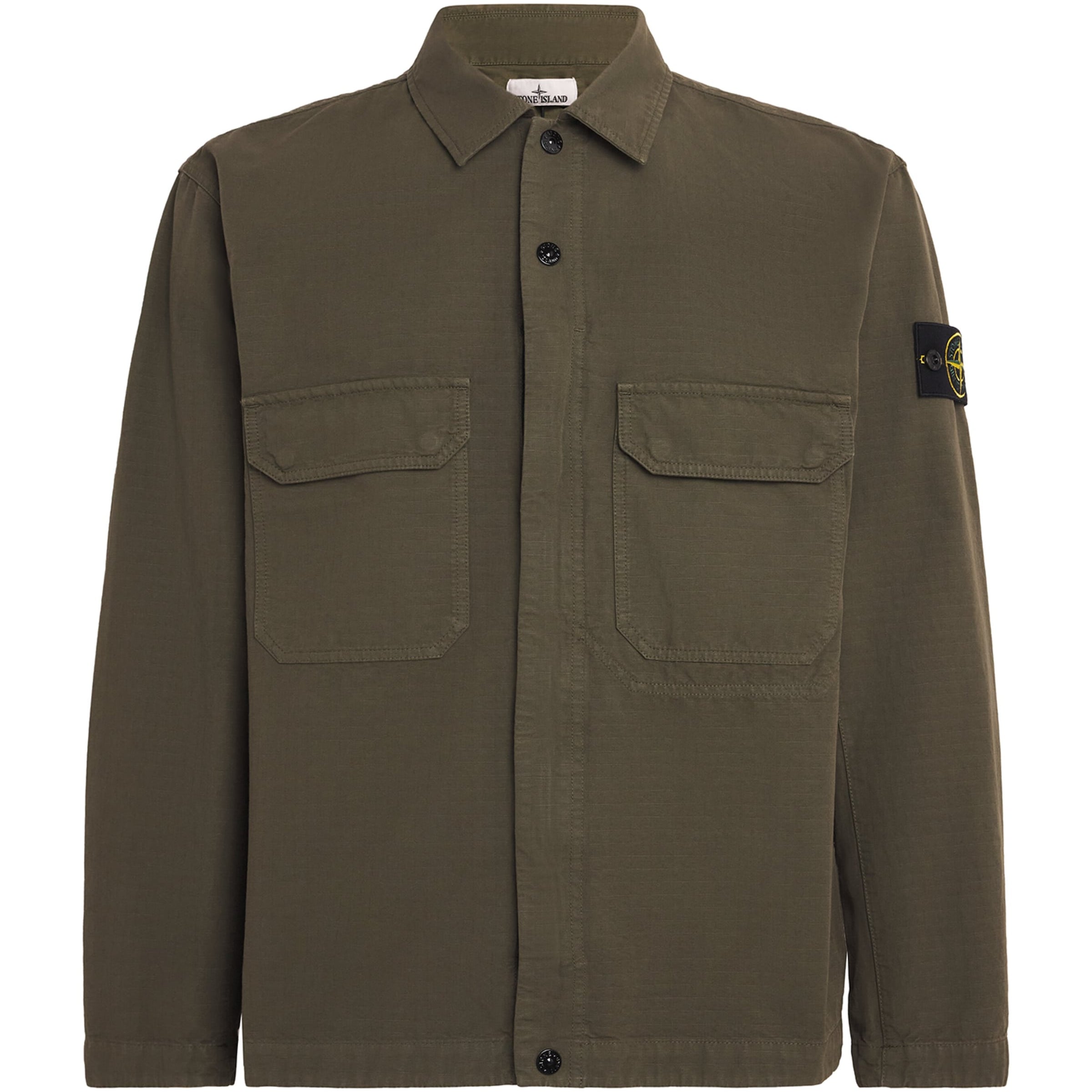 Stone Island Green Organic Cotton Ripstop Overshirt
