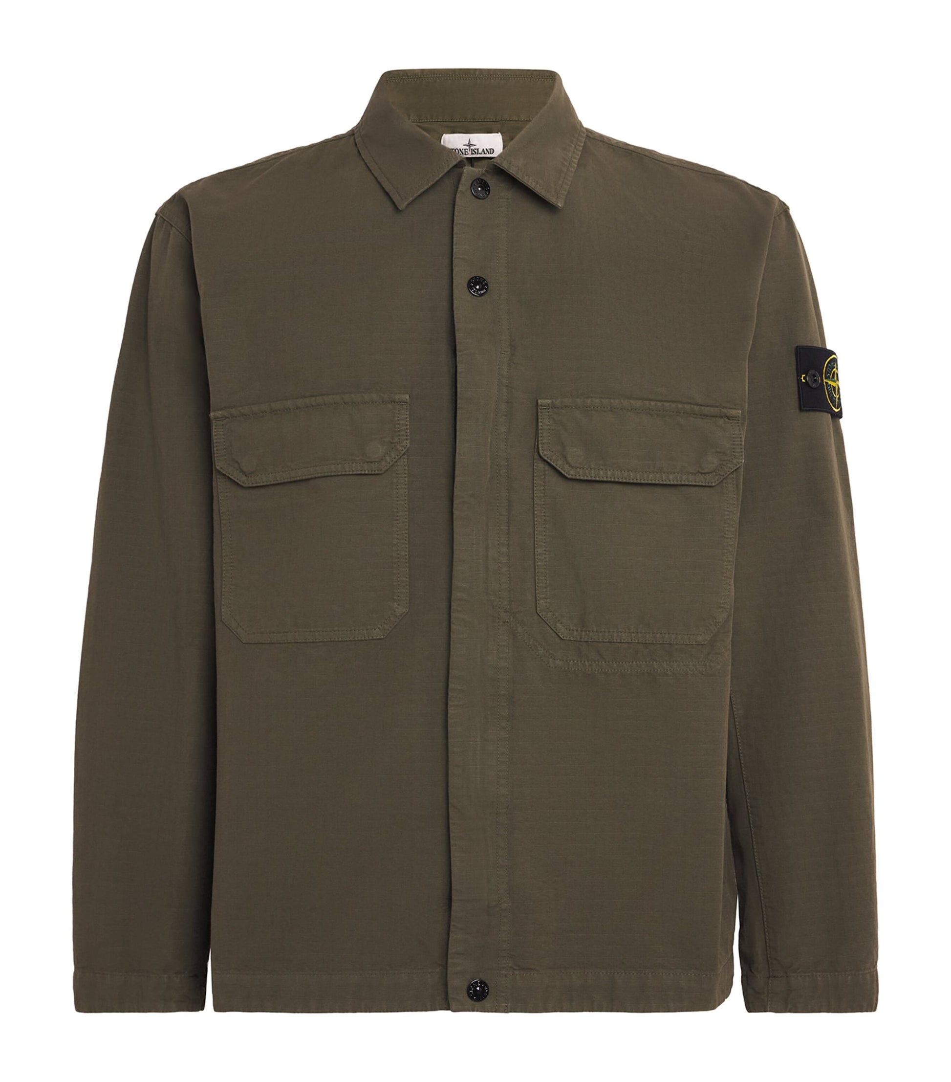 Stone Island Green Organic Cotton Ripstop Overshirt