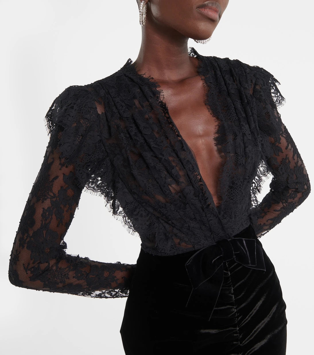 Alessandra Rich - Lace and velvet gown