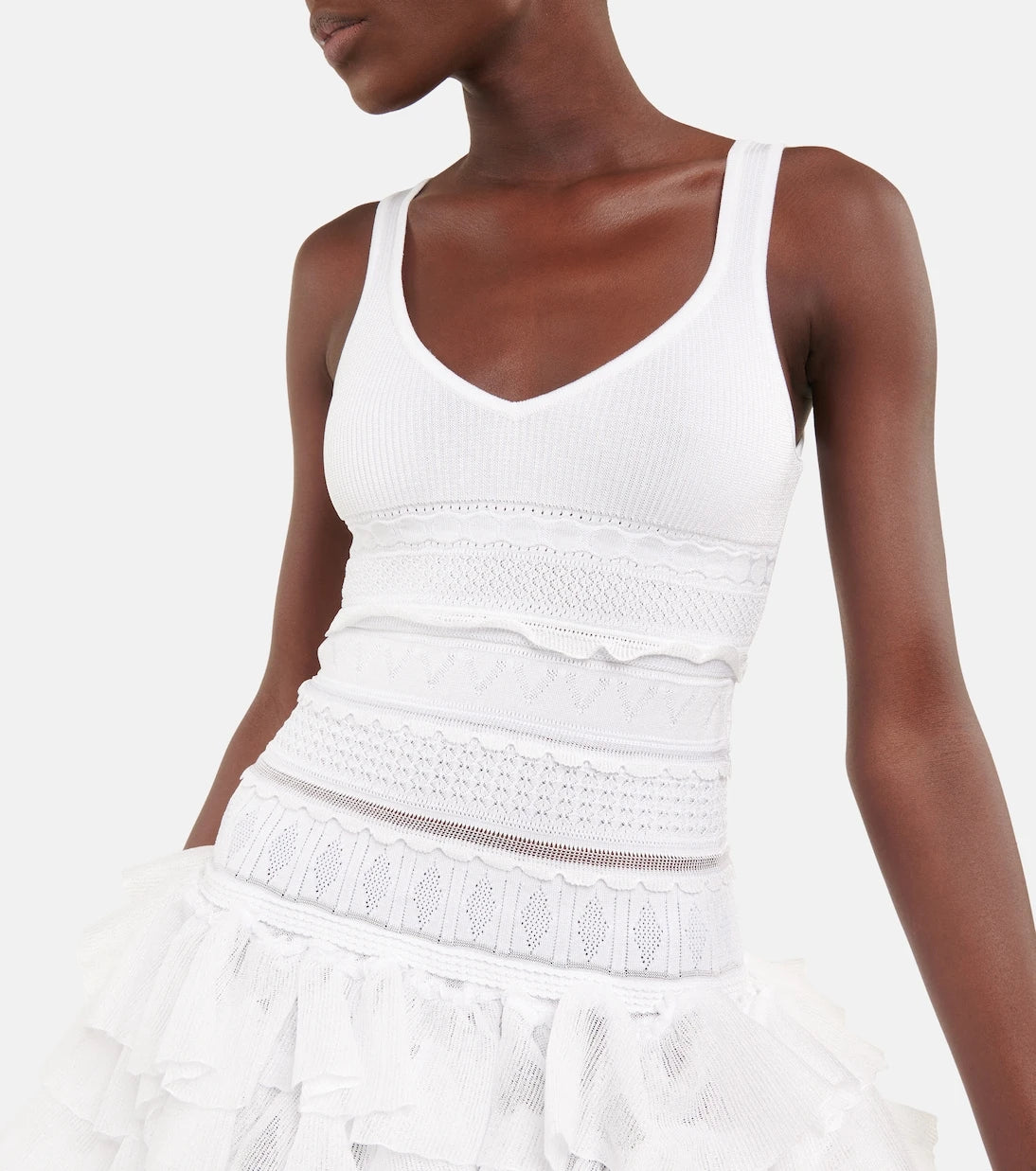 Alaïa - فستان قصير منسوج مكشكش