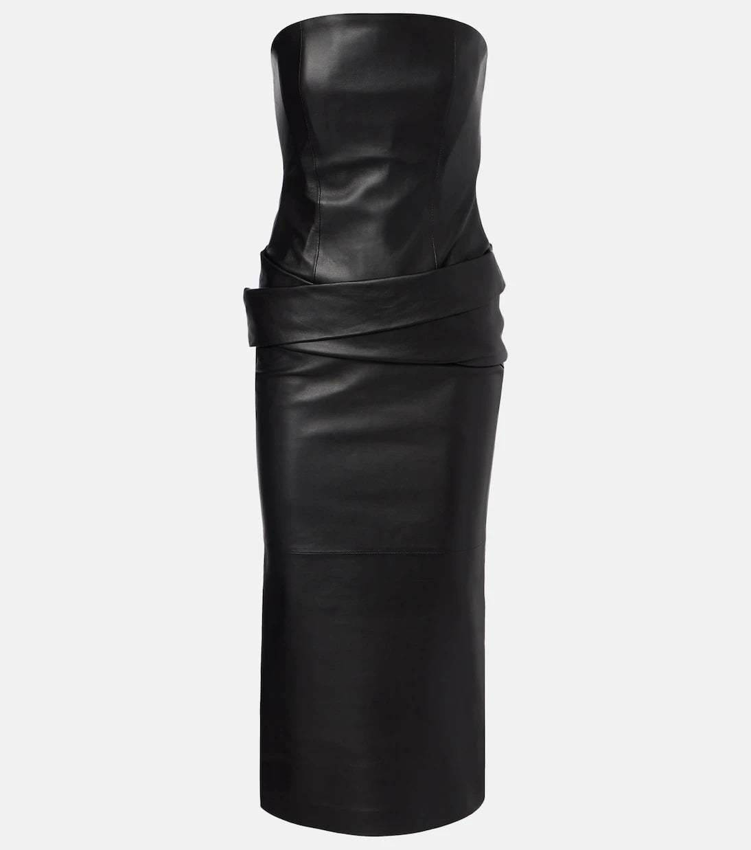 Alex Perry - Strapless leather midi dress