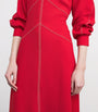 ME+EM Red Contrast-Stitch Panelled Maxi Dress