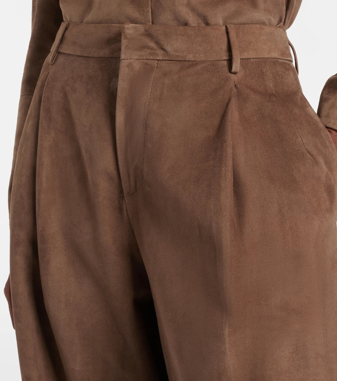 بنطلون 'S Max Mara Brando بقصة ساق عريضة وخصر مرتفع من الشمواه