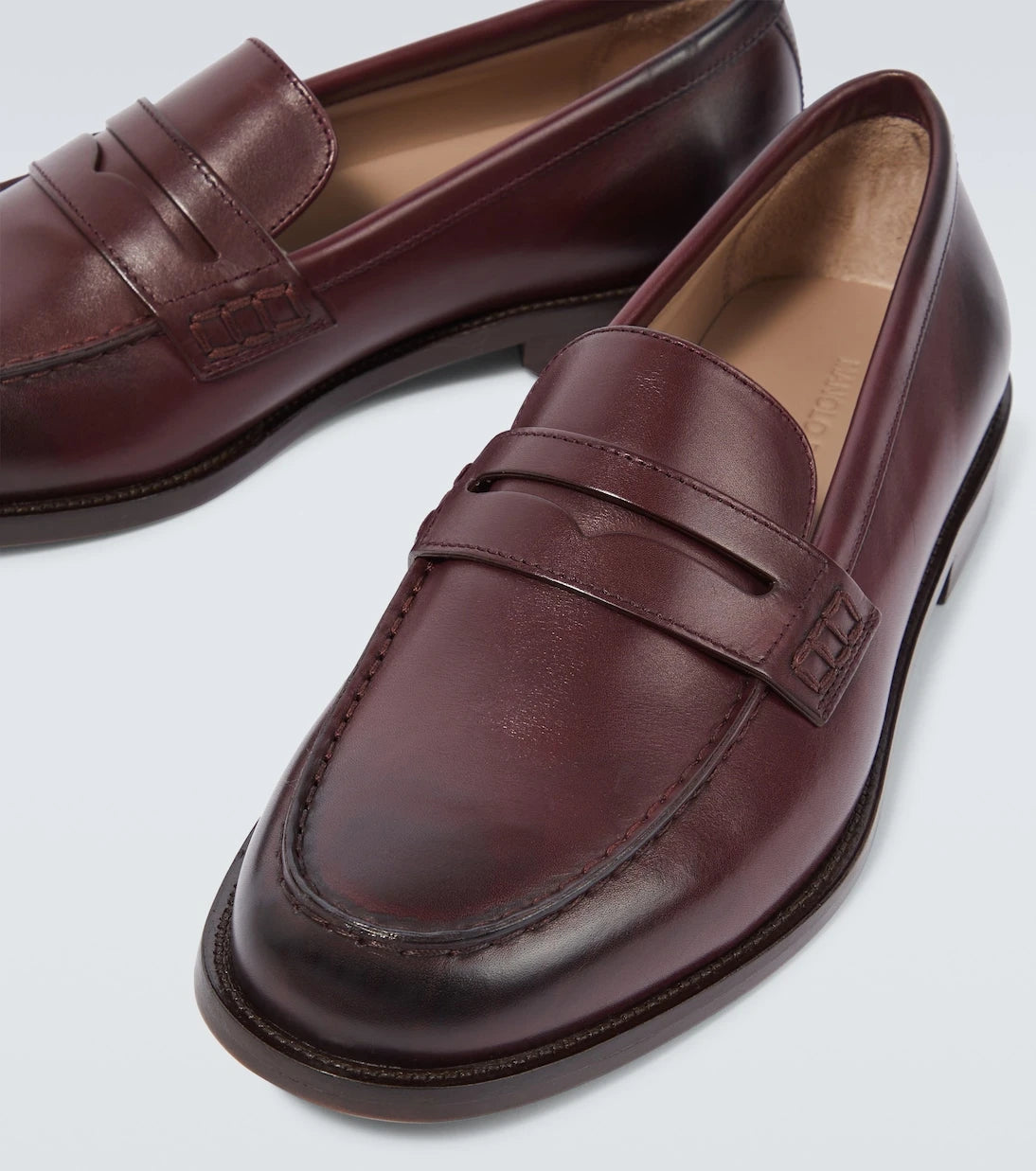 Manolo Blahnik - Perry leather penny loafers