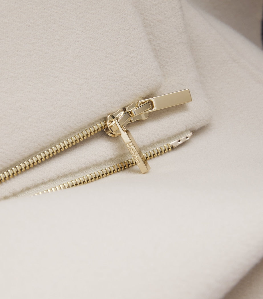 Max Mara White Virgin Wool Hooded Coat