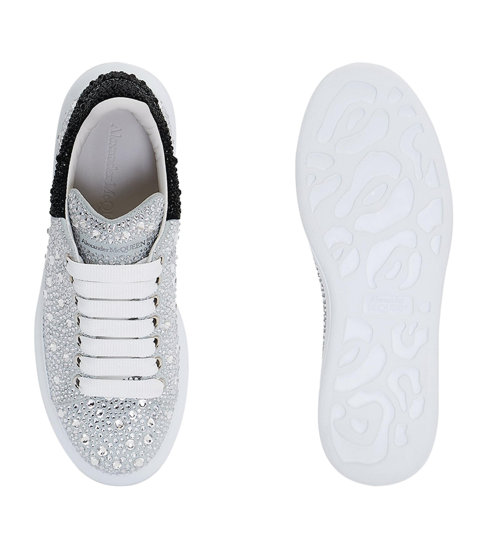 McQueen Nude Leather Crystal-Embellished Oversized Sneakers