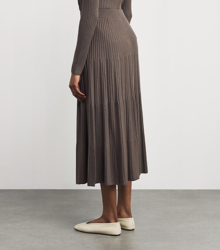 Brown Wool Ribbed Skirt