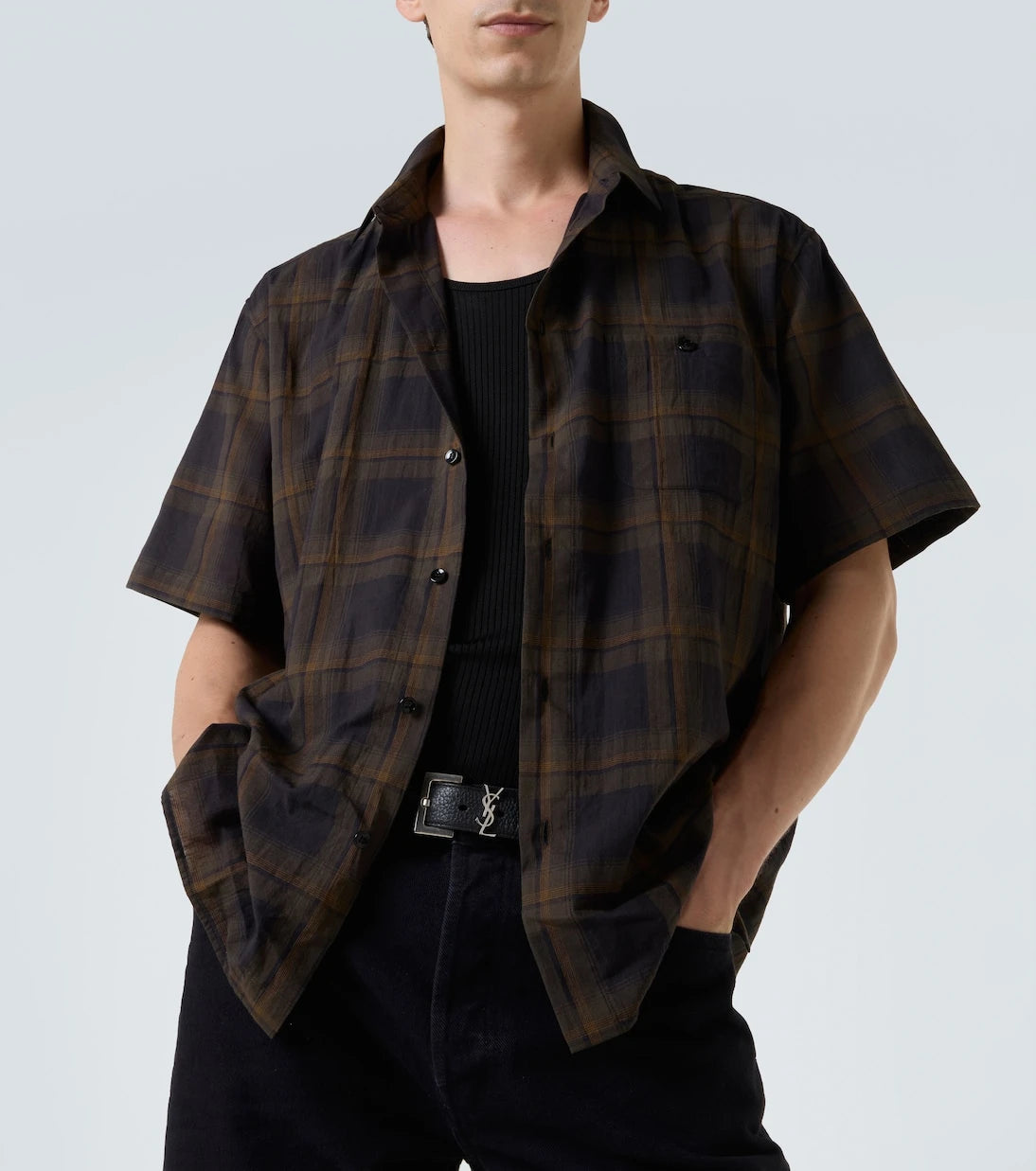 Saint Laurent - Tartan checked cotton voile shirt
