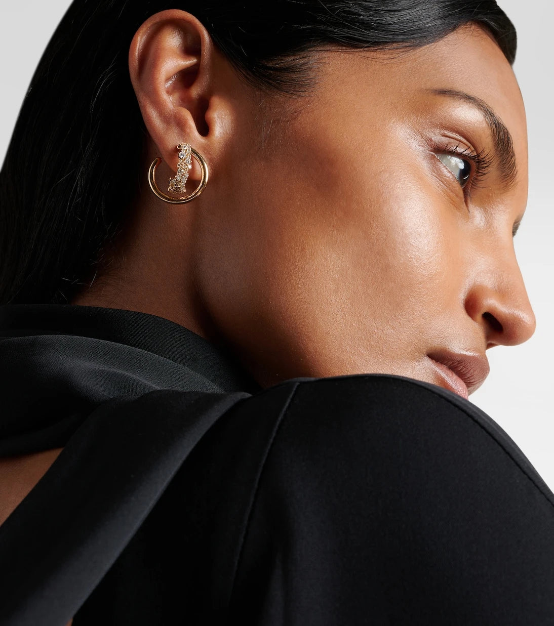 Ananya - Scatter Double 18kt gold earrings with diamonds
