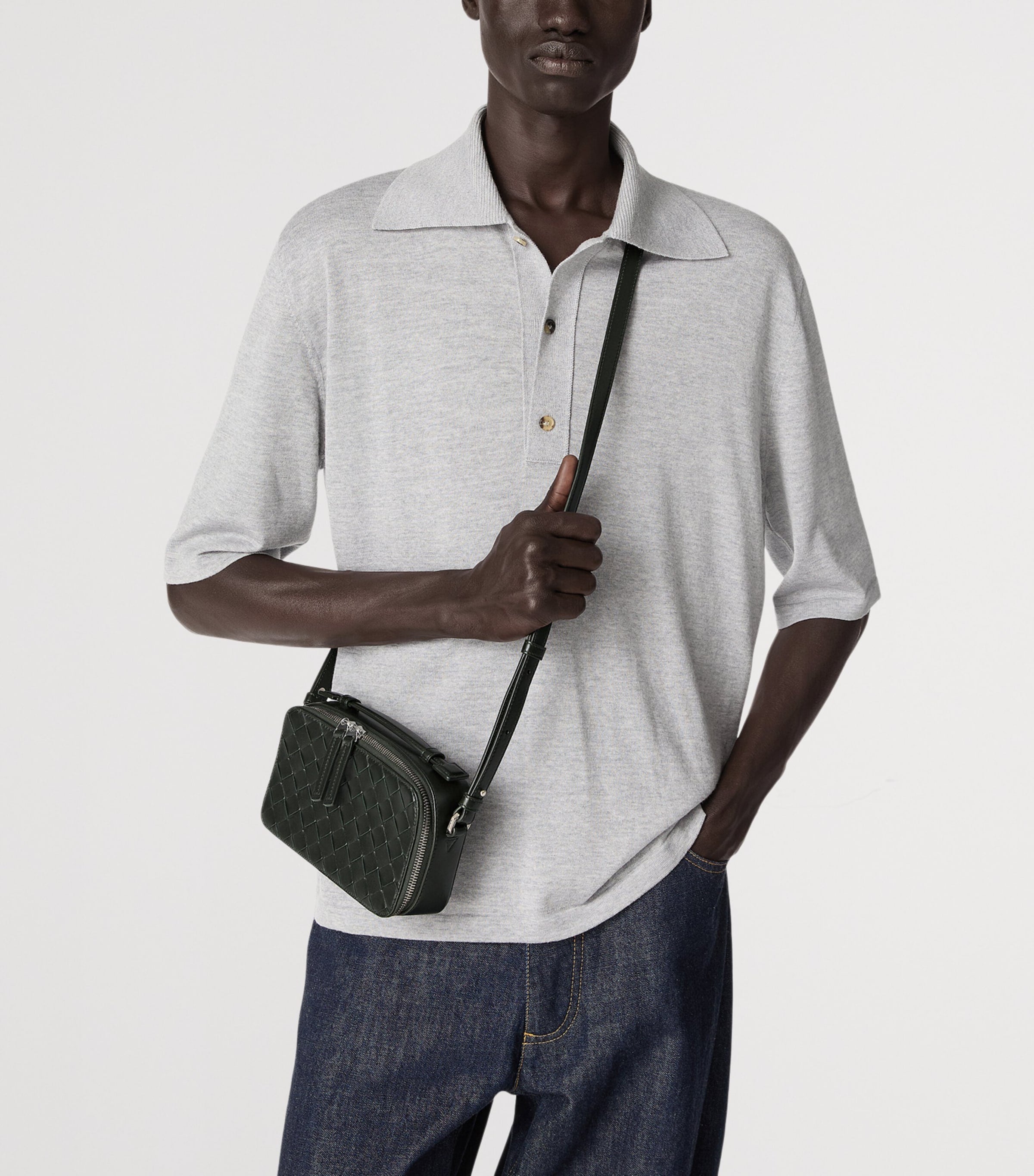 Leather Intrecciato Getaway Phone Pouch