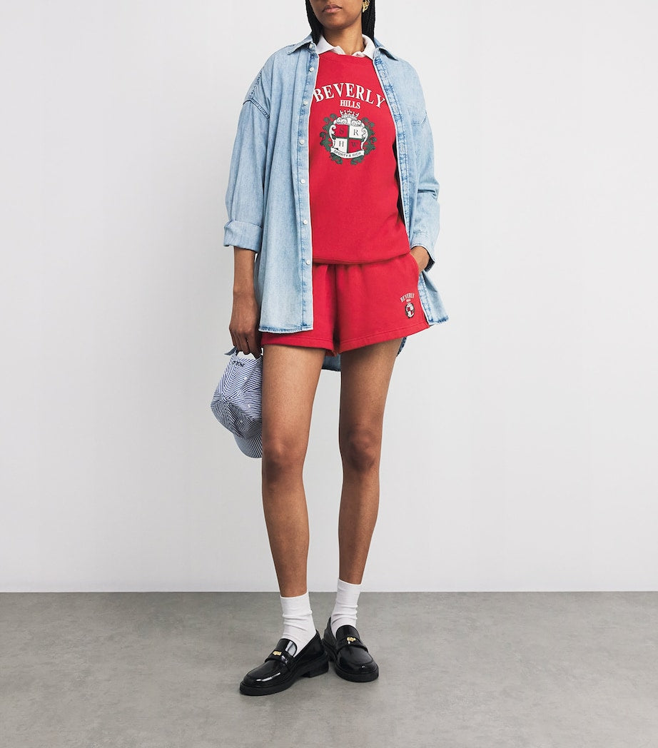 Red Beverly Hills Crest Sweatshorts