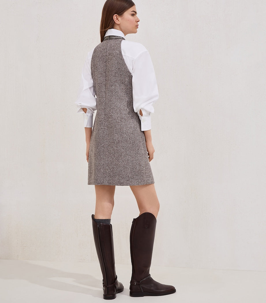 Brunello Cucinelli Brown Wool-Blend Tweed Mini Dress