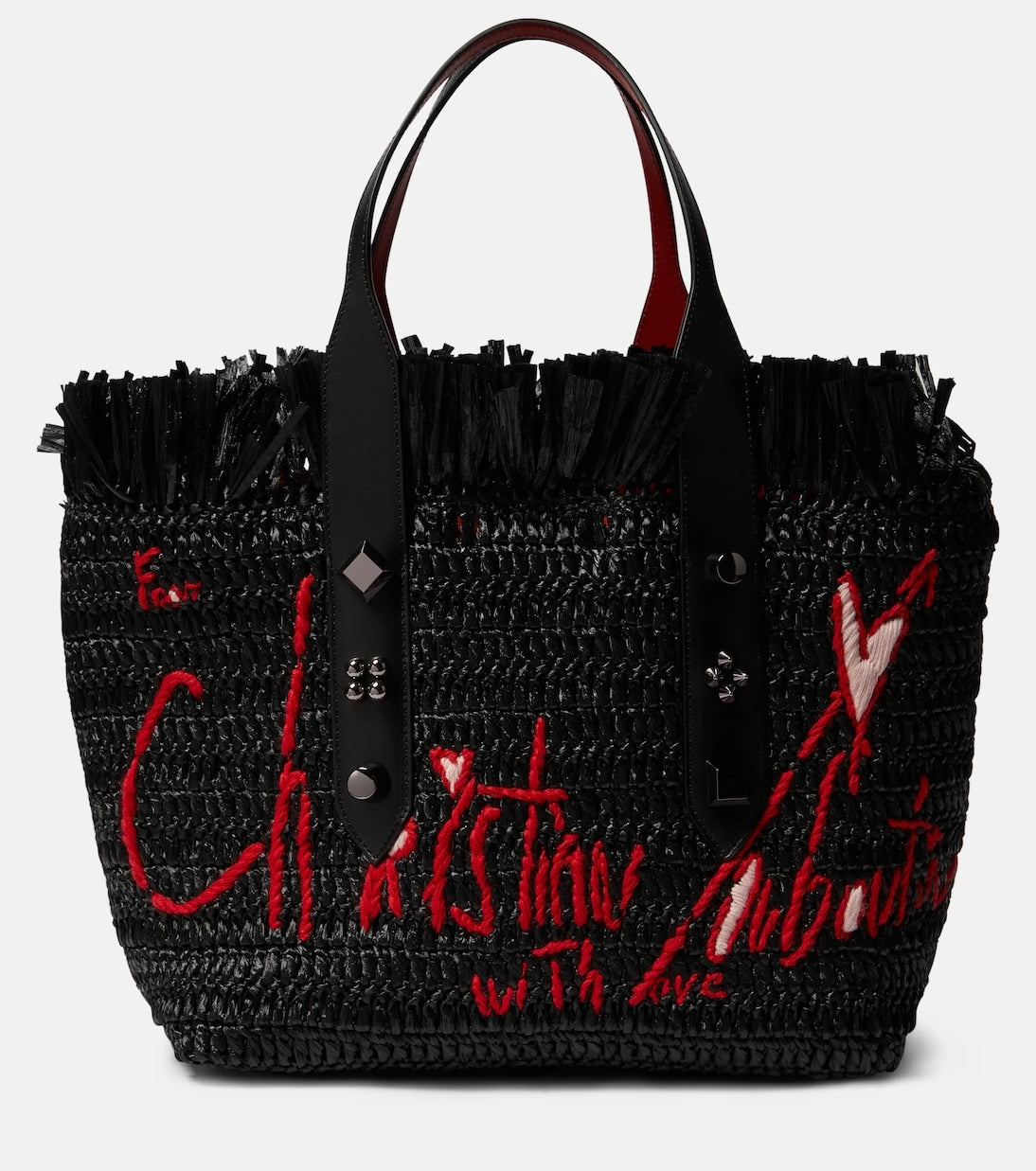 Christian Louboutin - Frangibus Medium embroidered raffia tote bag
