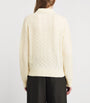 Ivory Wool-Cashmere Cable-Knit Polo Sweater