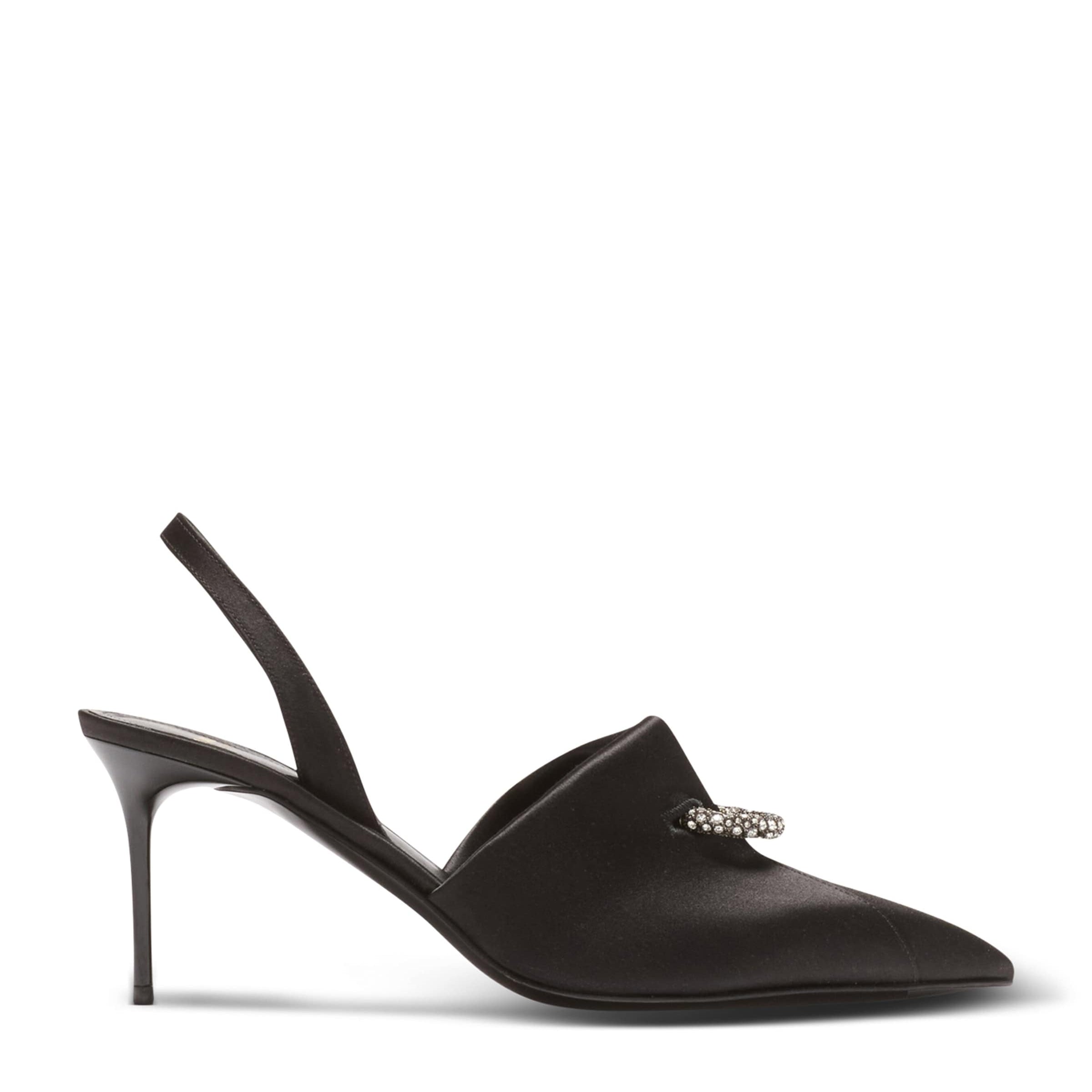 Balmain Satin Pierced Slingback Heeled Mules 75