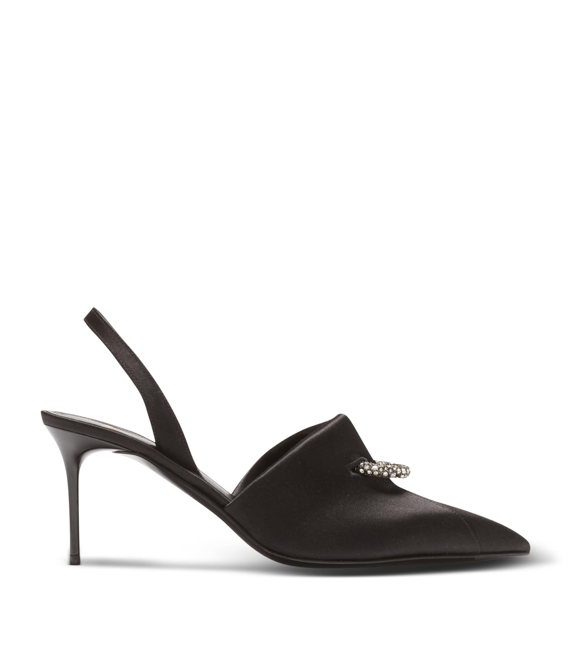 Balmain Satin Pierced Slingback Heeled Mules 75