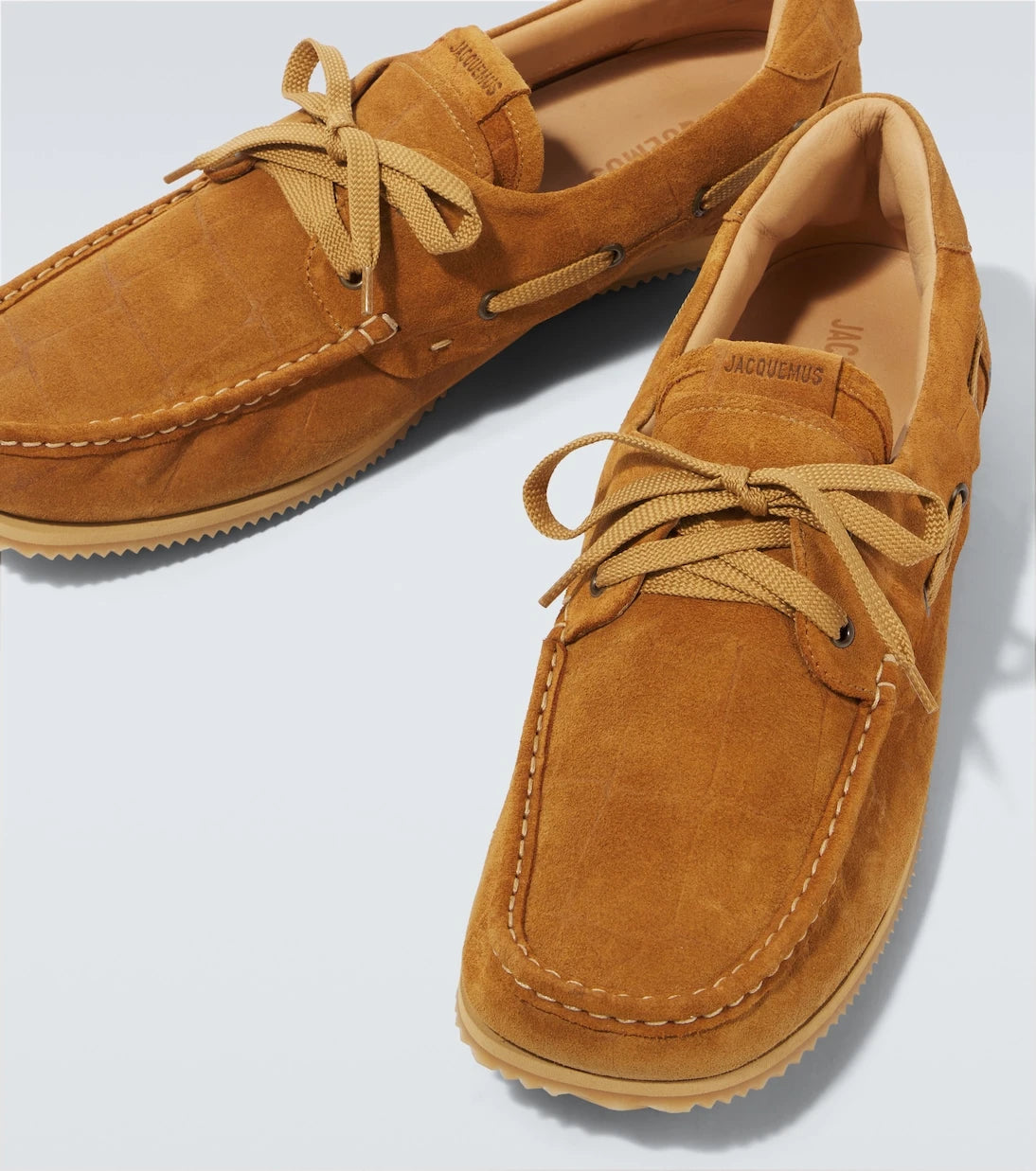 Jacquemus - Batto croc-effect suede boat shoes