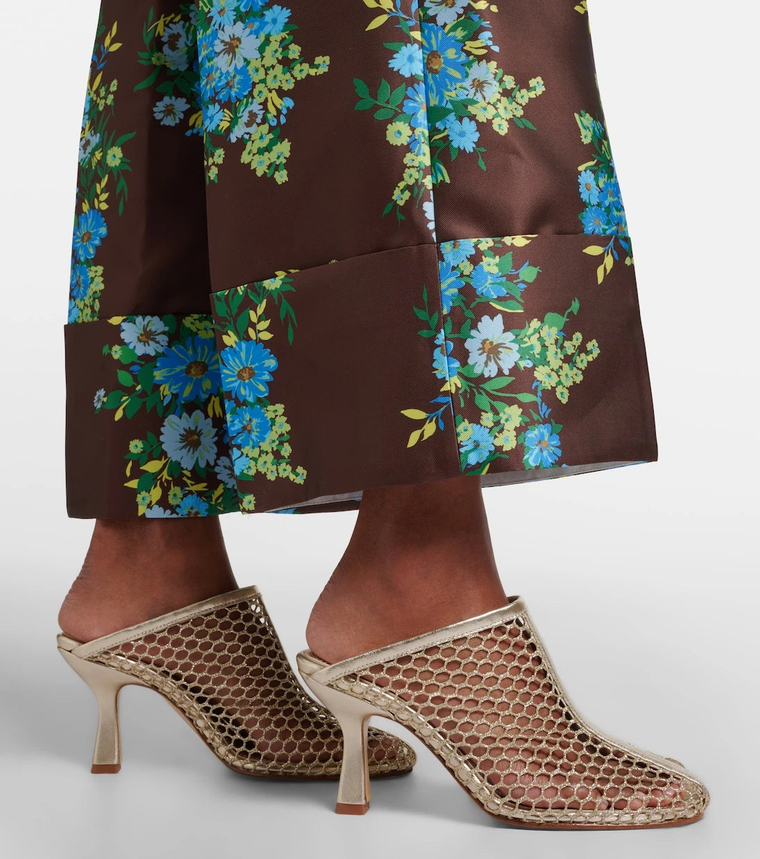 Souliers Martinez - Giulia leather-trimmed fishnet mules