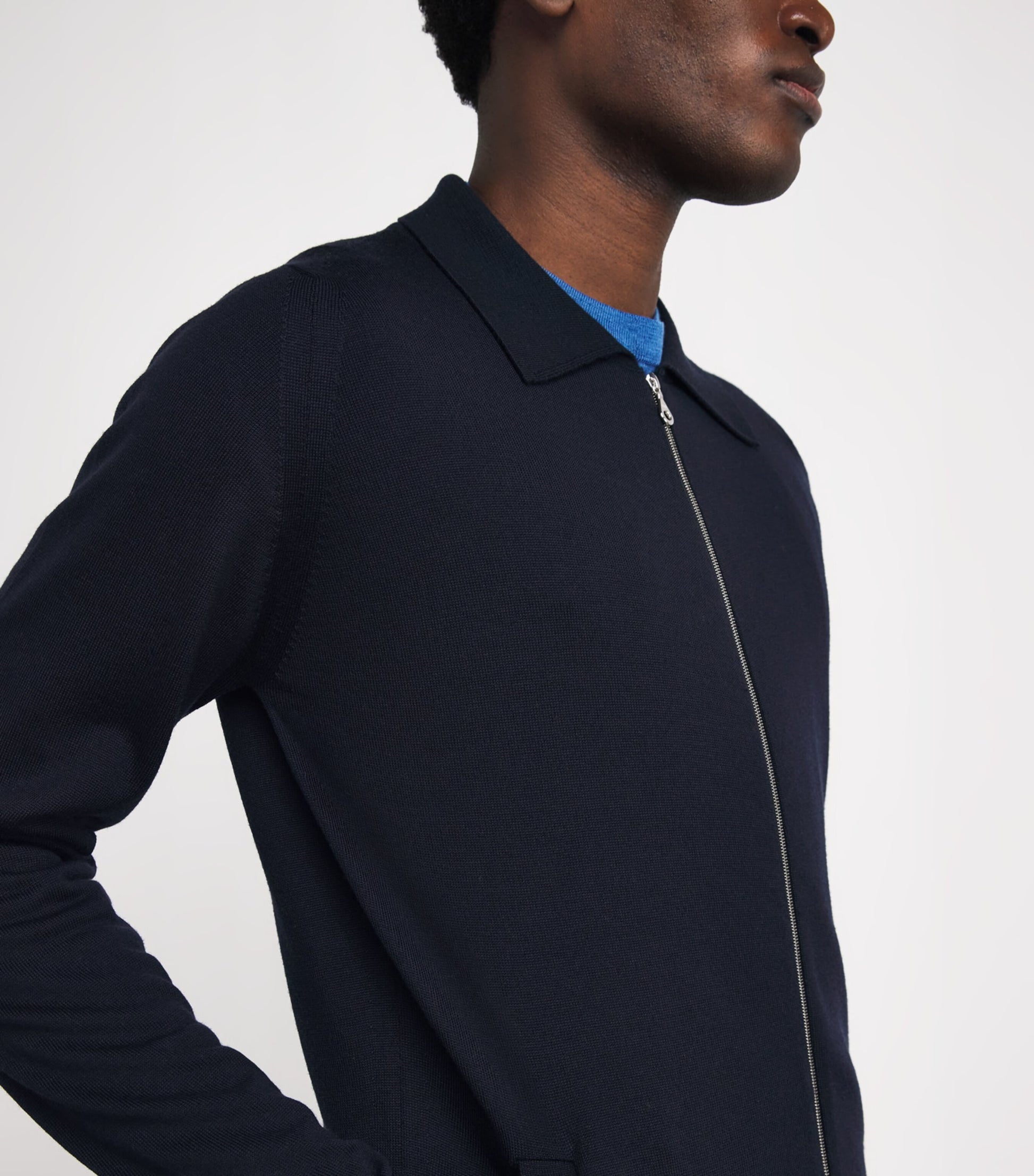 Navy Merino Wool Hybrid Overshirt