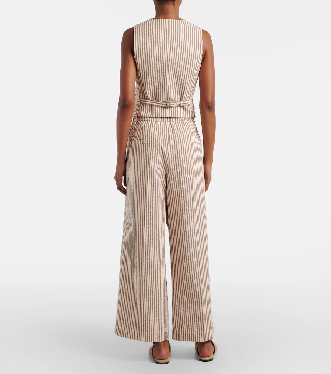 Brunello Cucinelli - Striped cotton-blend wide-leg pants