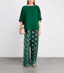 Max Mara Green Silk Printed Trousers