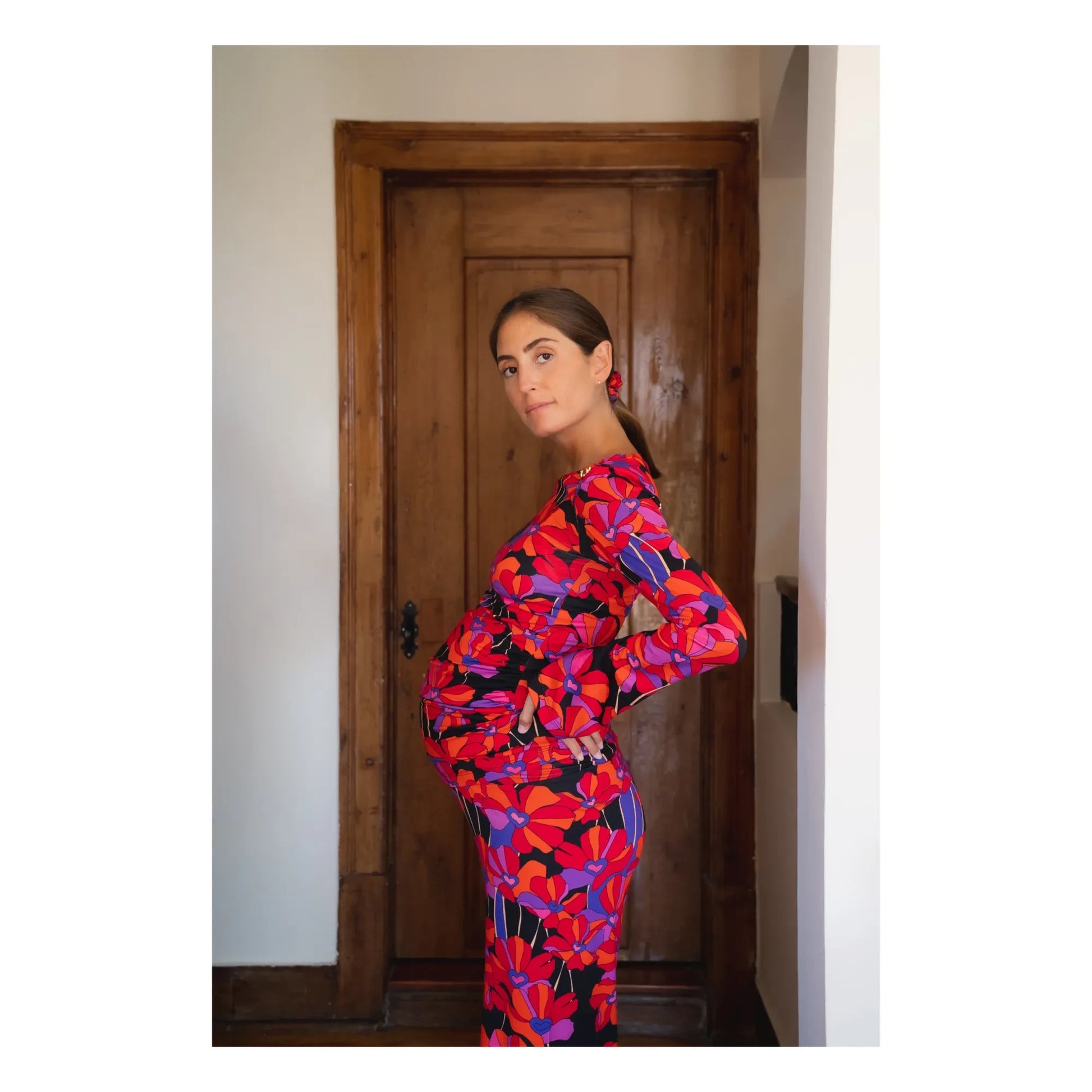 Paloma Collection - Andrea Flower Power Pregnancy Pants | Red