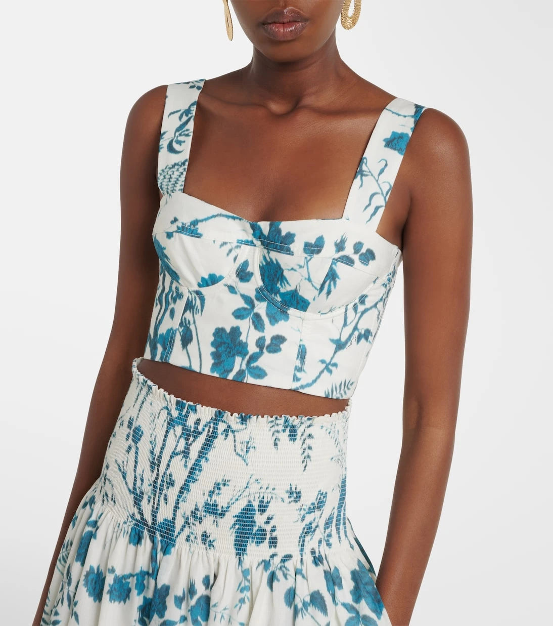 Erdem - Floral cotton and linen crop top