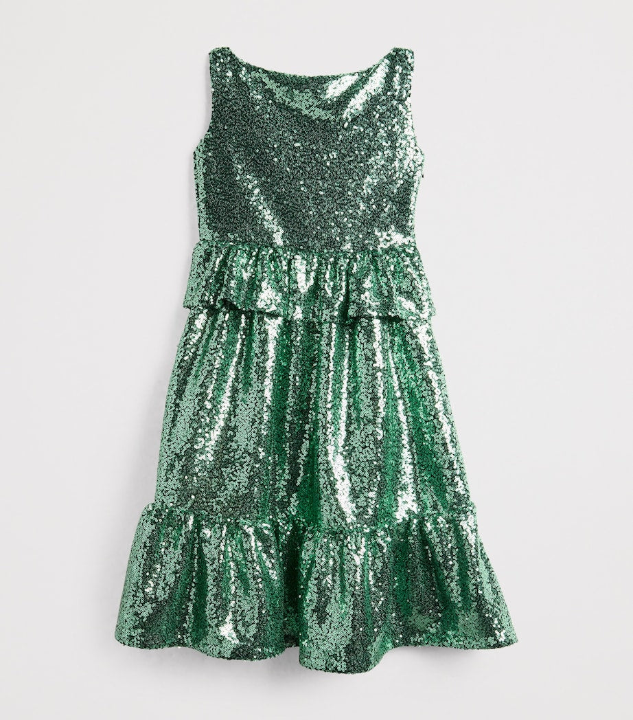 Edeline Lee Kids Green Sequinned Dress (4-12 Years)