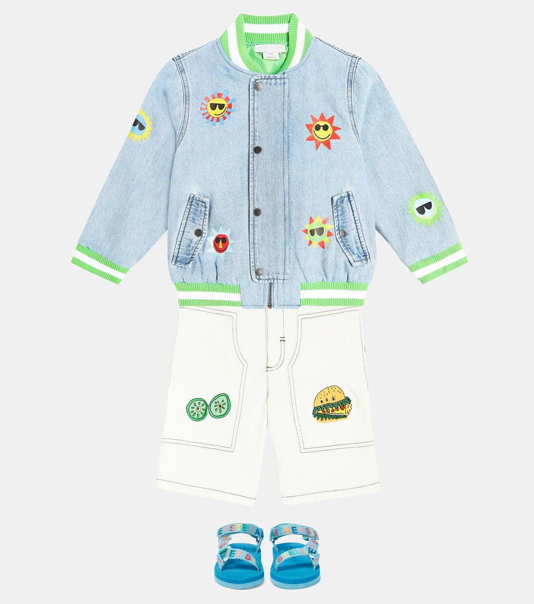 Stella McCartney Kids - Embroidered cotton blend shorts