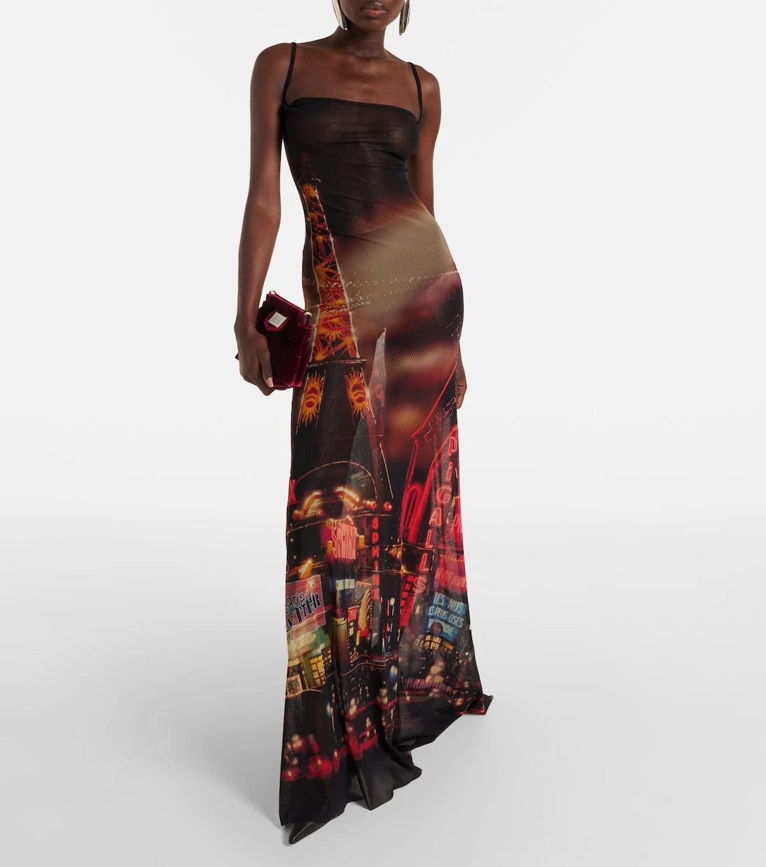 Jean Paul Gaultier - Printed mesh slip dress
