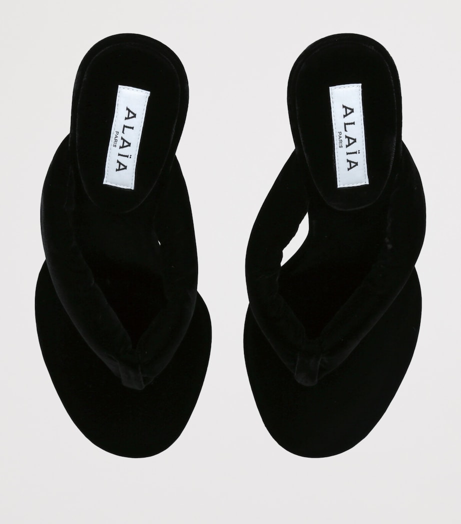 Alaïa Black Velvet Thong Sandals 90