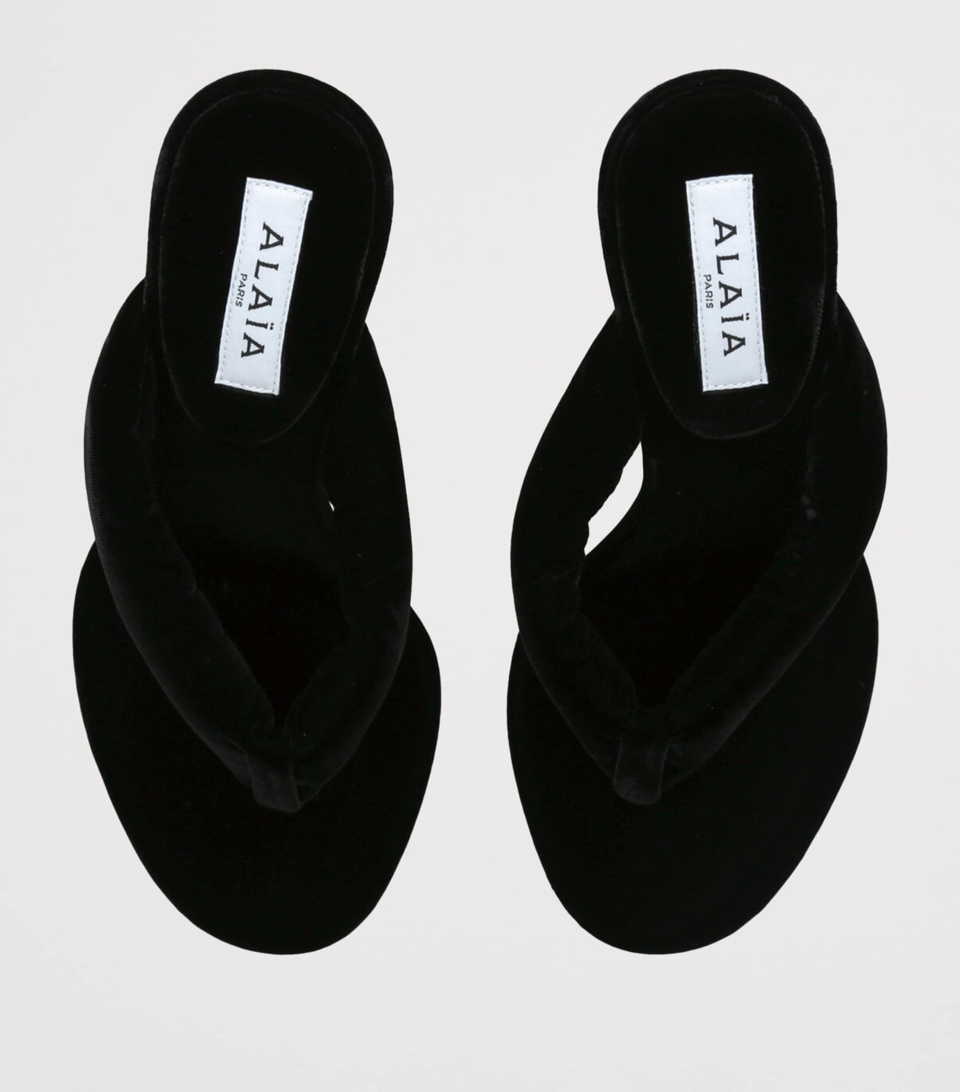 Alaïa Black Velvet Thong Sandals 90