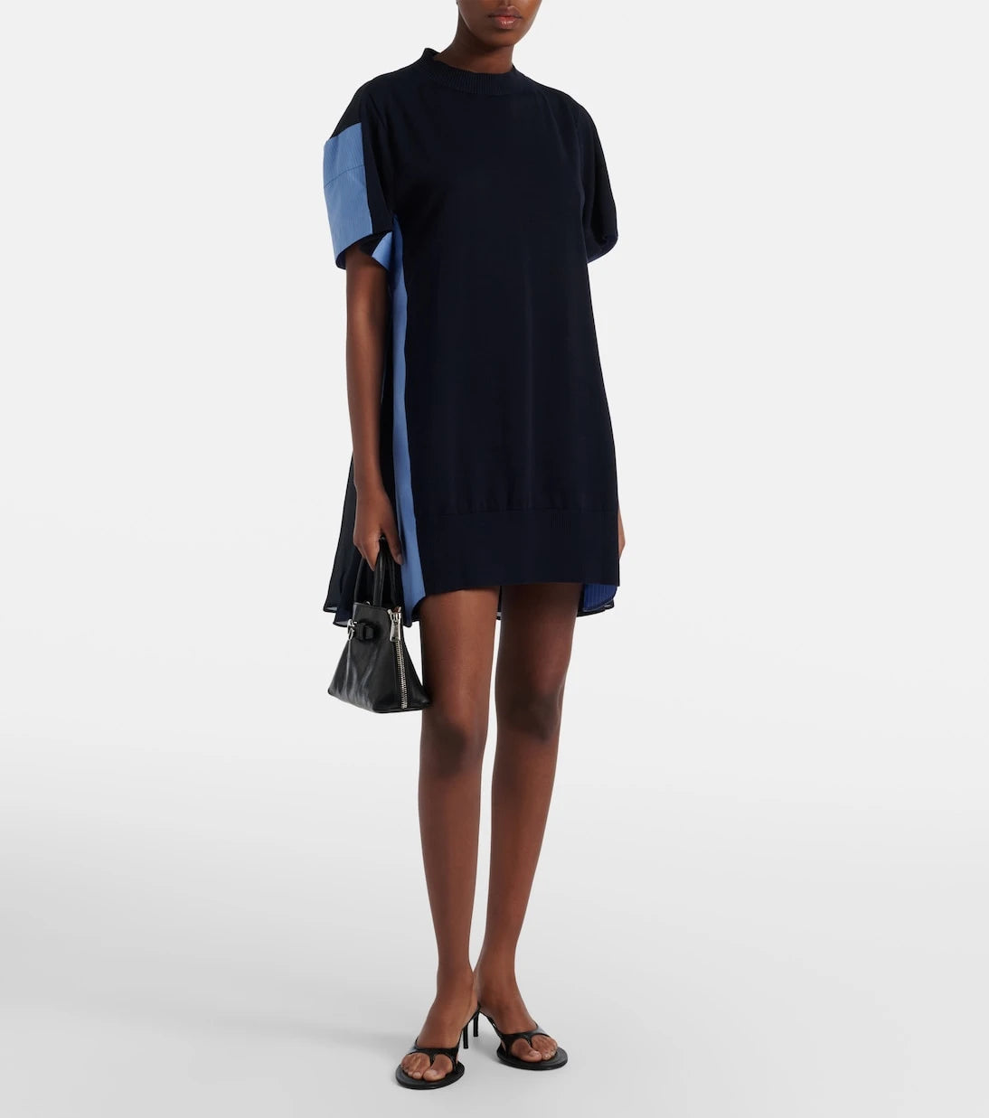 Sacai - Paneled cotton-blend minidress