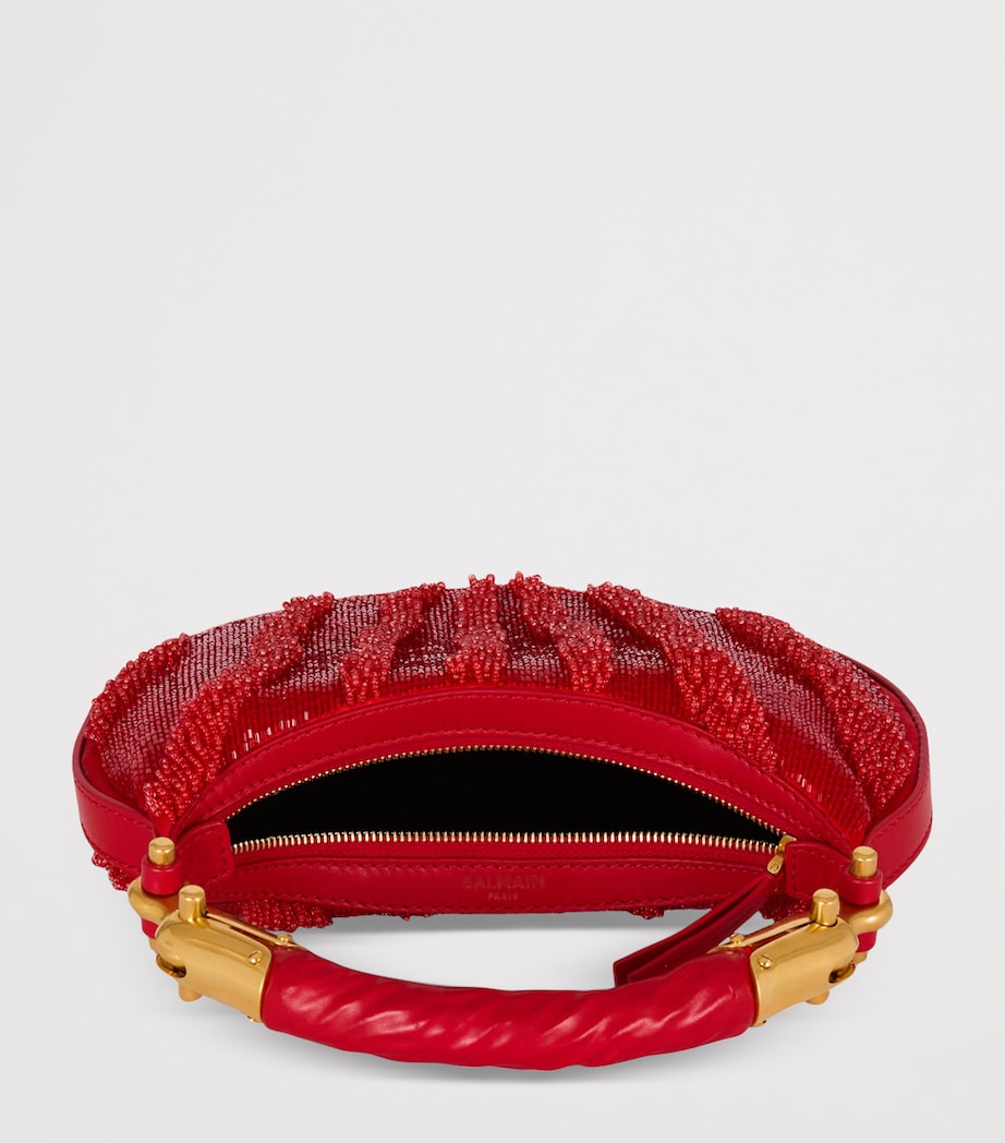 Balmain Red Mini Zebra-Print Ebene Top-Handle Bag